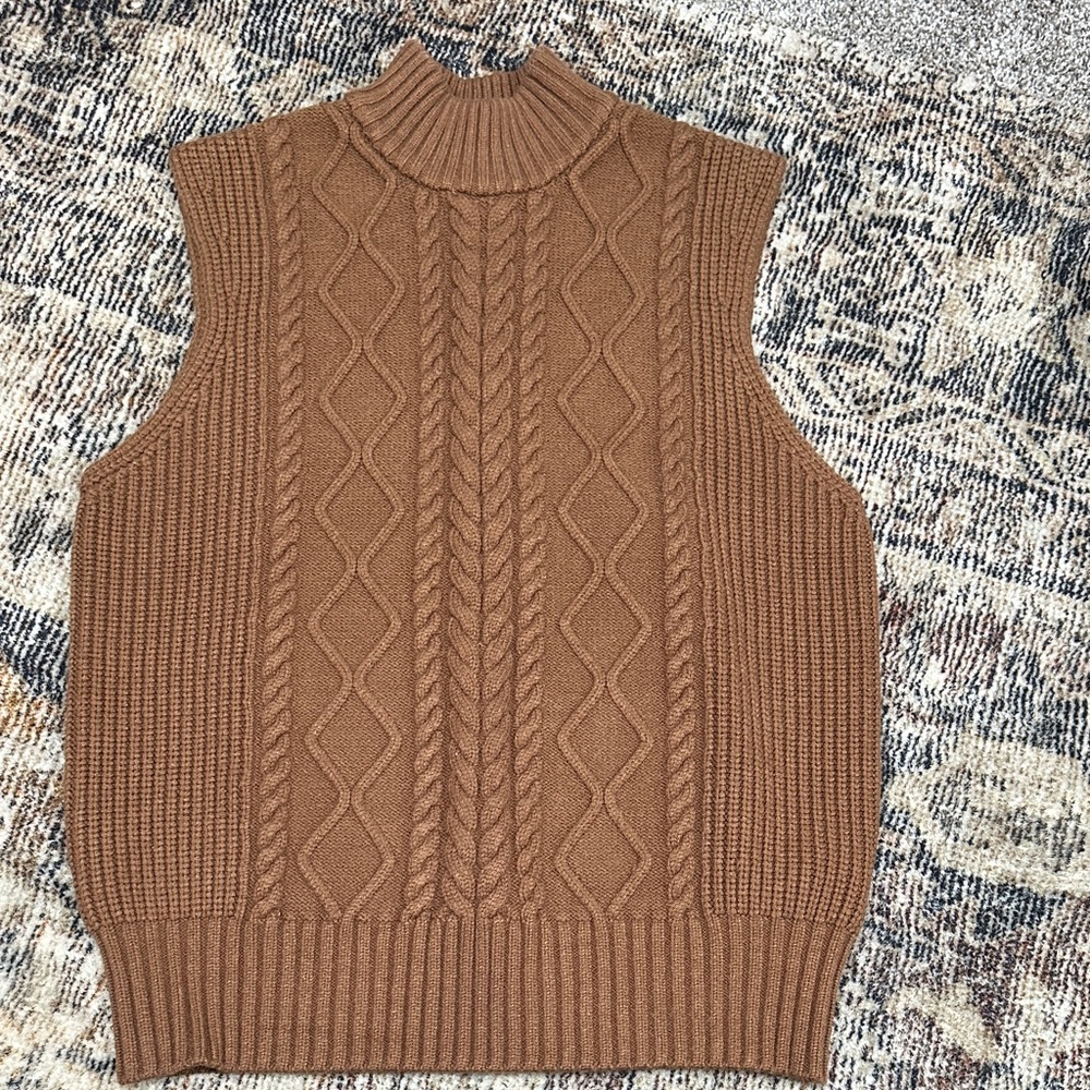 Varley Joilette Roll Neck Sweater Vest in Chestnut